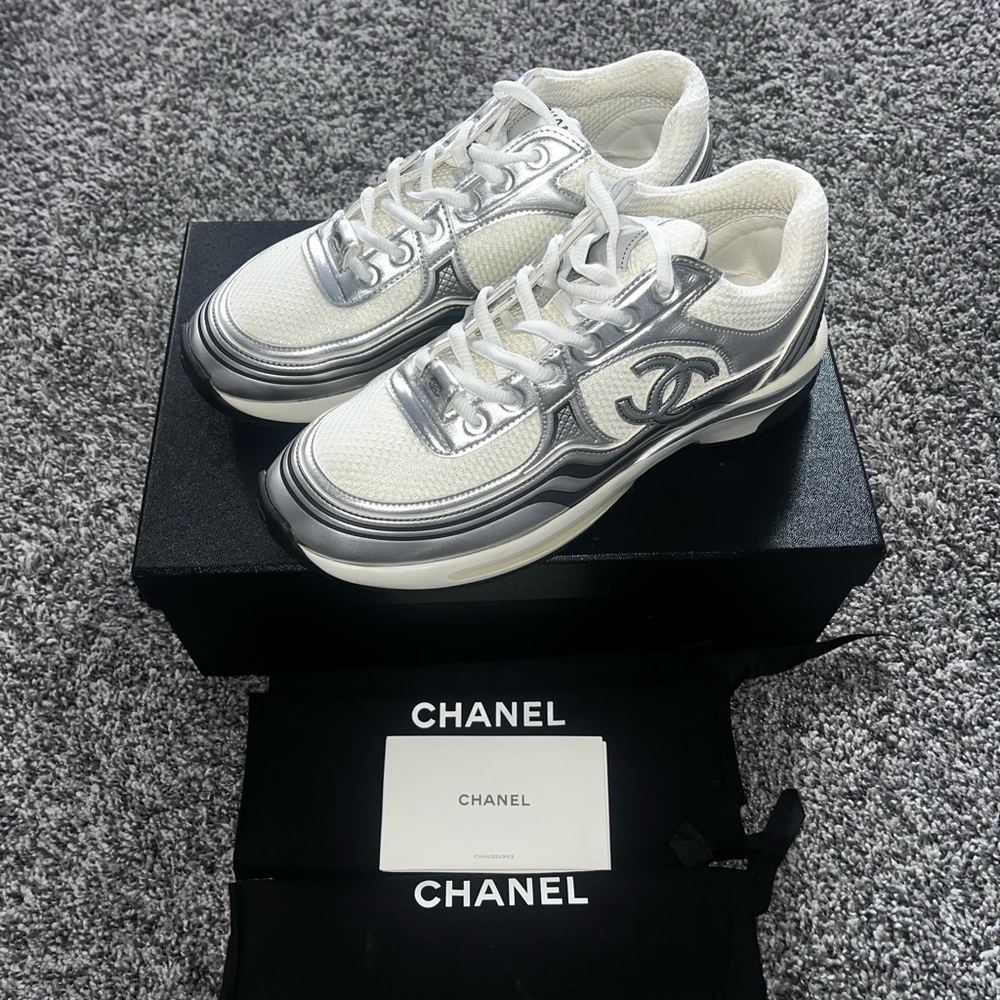 Chanel Laminated calfskin stretch CC sneaker